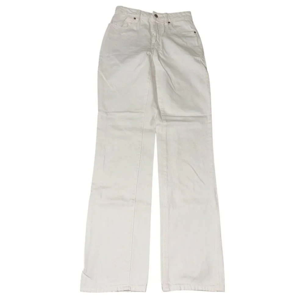 Rolla's White Buttonfly Size 24 Classic Straight Denim Jeans High Rise - Picture 1 of 8